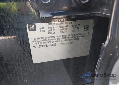 2014 Chevrolet Impala 2Lz z USA, uszkodzony, nr VIN 1G1155S34EU167660